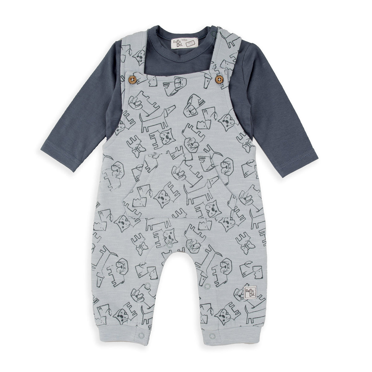 Wonderlife - Completo Bimbo 2 Pezzi Salopette E Maglietta Doggies 250838